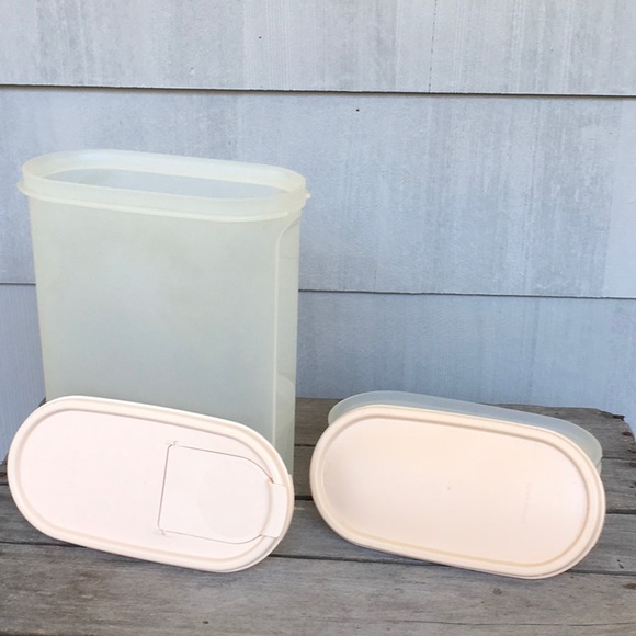 Set of 2 Vintage Tupperware Modular Mates® Oval 4 and 2 Pink Ivory Rose Pour All - Picture 3 of 6